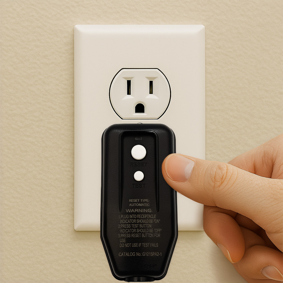 Thumb Pressing GFCI Button